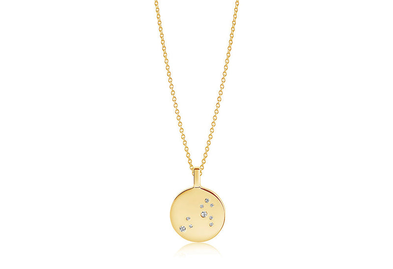 Zodiaco Leo Gold Plated Necklace w. White Zirconias