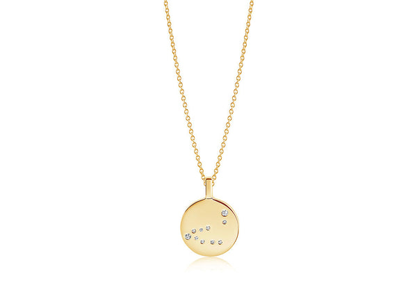 Zodiaco Capricorn Gold Plated Necklace w. White Zirconias