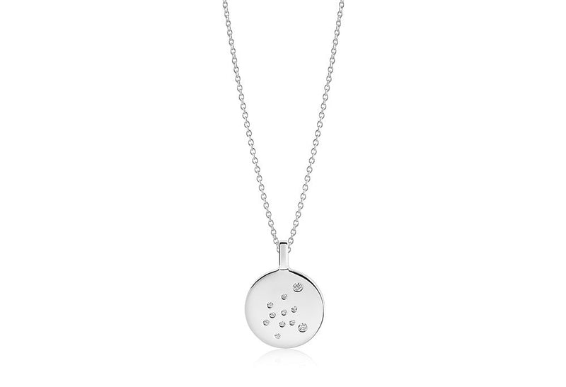 Zodiaco Aquarius Silver Necklace w. White Zirconias
