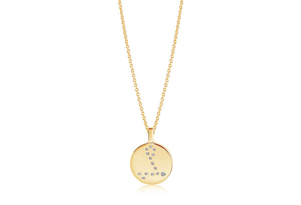 Zodiaco Pisces Gold Plated Necklace w. White Zirconias