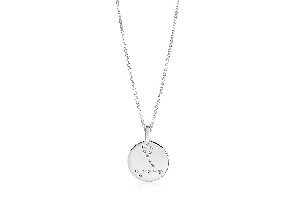Zodiaco Pisces Silver Necklace w. White Zirconias