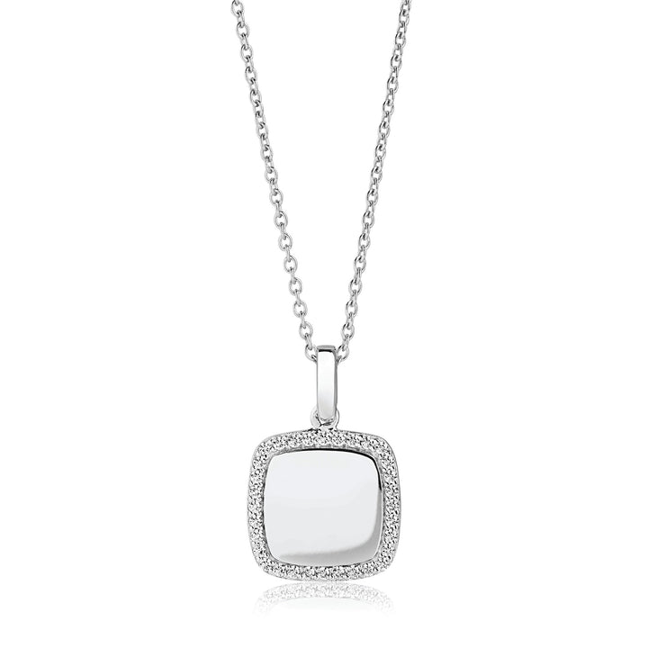 Follina Quadrato Silver Necklace w. White Zirconias