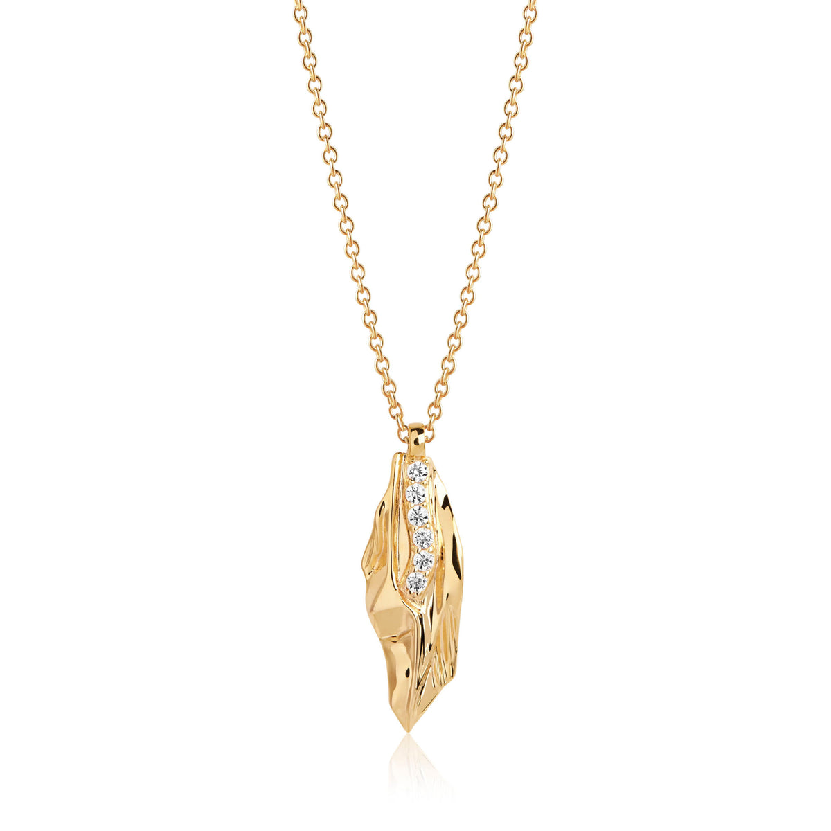 Vulcanello Gold Plated Necklace w. White Zirconias 45 -60 cm