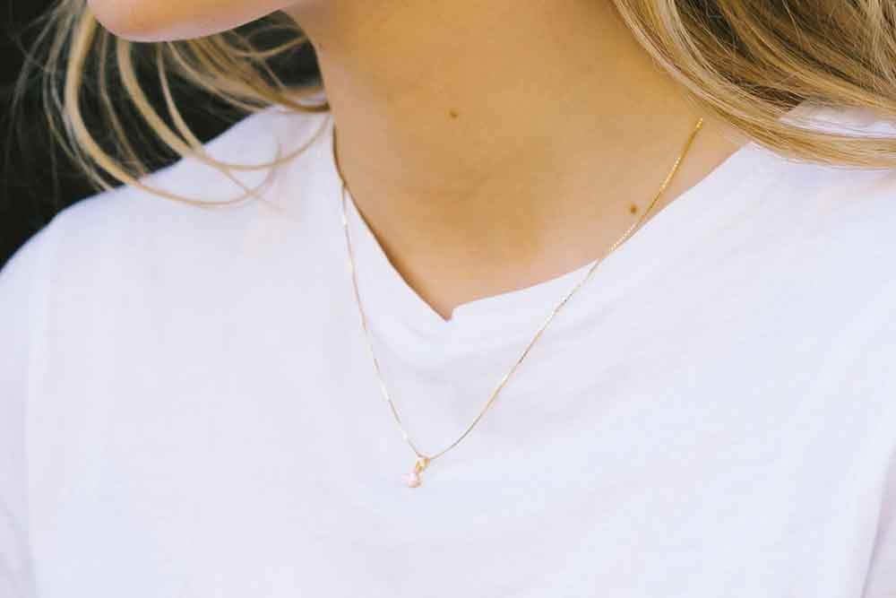 Princess Piccolo Round Gold Plated Necklace w. Pink Zirconias