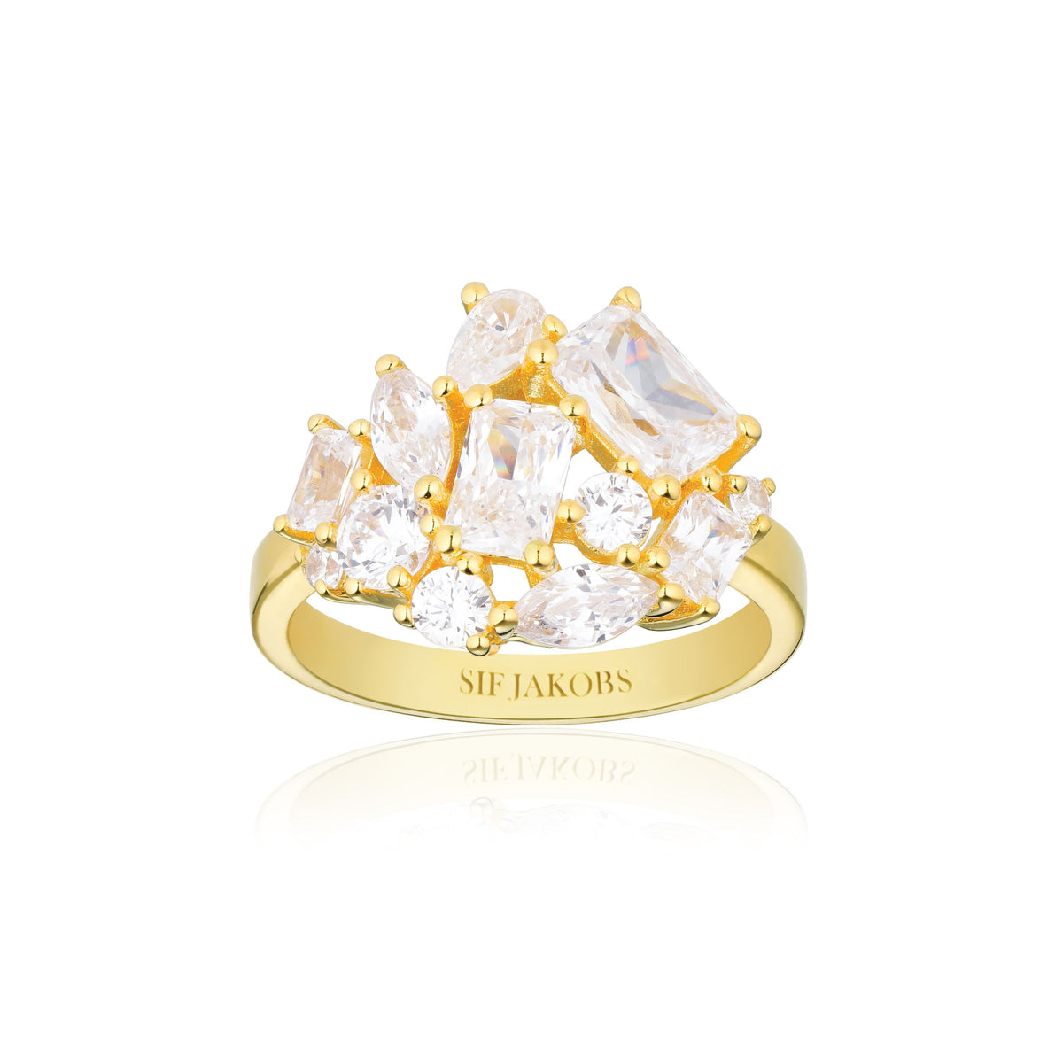 Ivrea Grande 18K Gold Plated Ring w. Zirconias