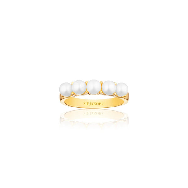 Padua Ring I Vergoldet I Weiße Perlen