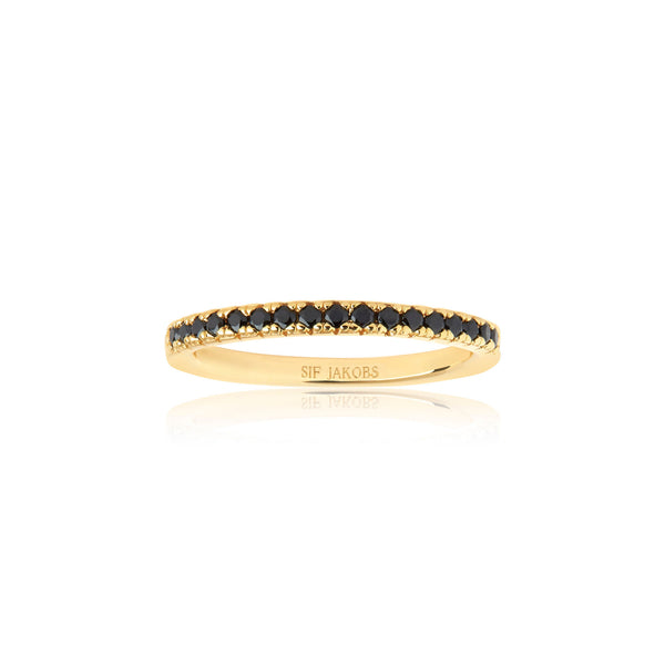 Ellera Gold Plated Ring w. Black Zirconias