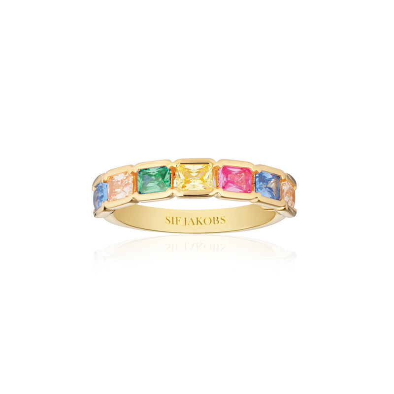 Roccanova 18K Gold Plated Ring w. Mixed Colors Zirconias