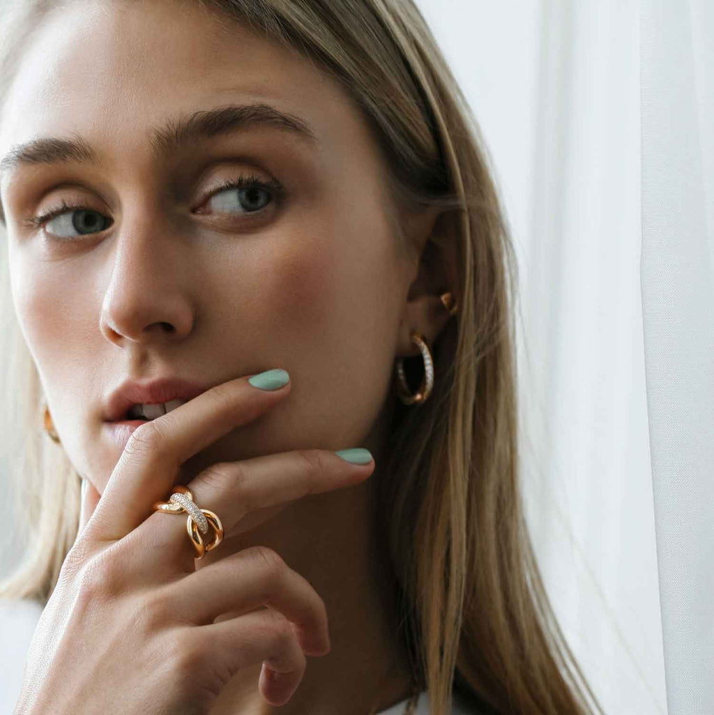 Capri Tre Ring I Vergoldet I Weißer Zirkon