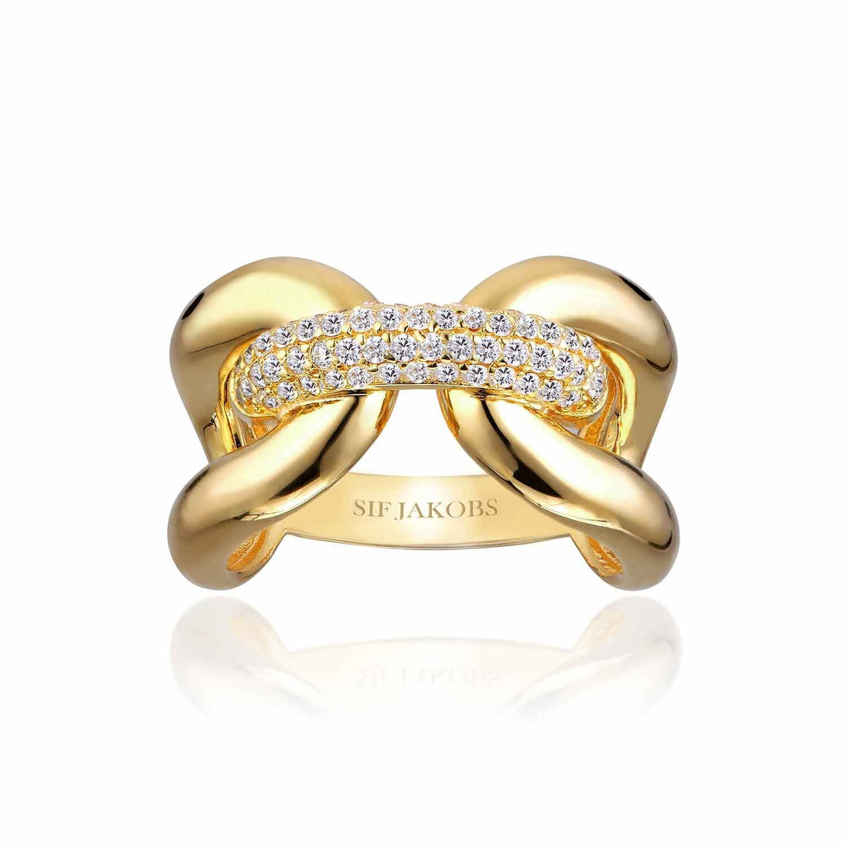 Capri Tre Gold Plated Ring w. White Zirconias