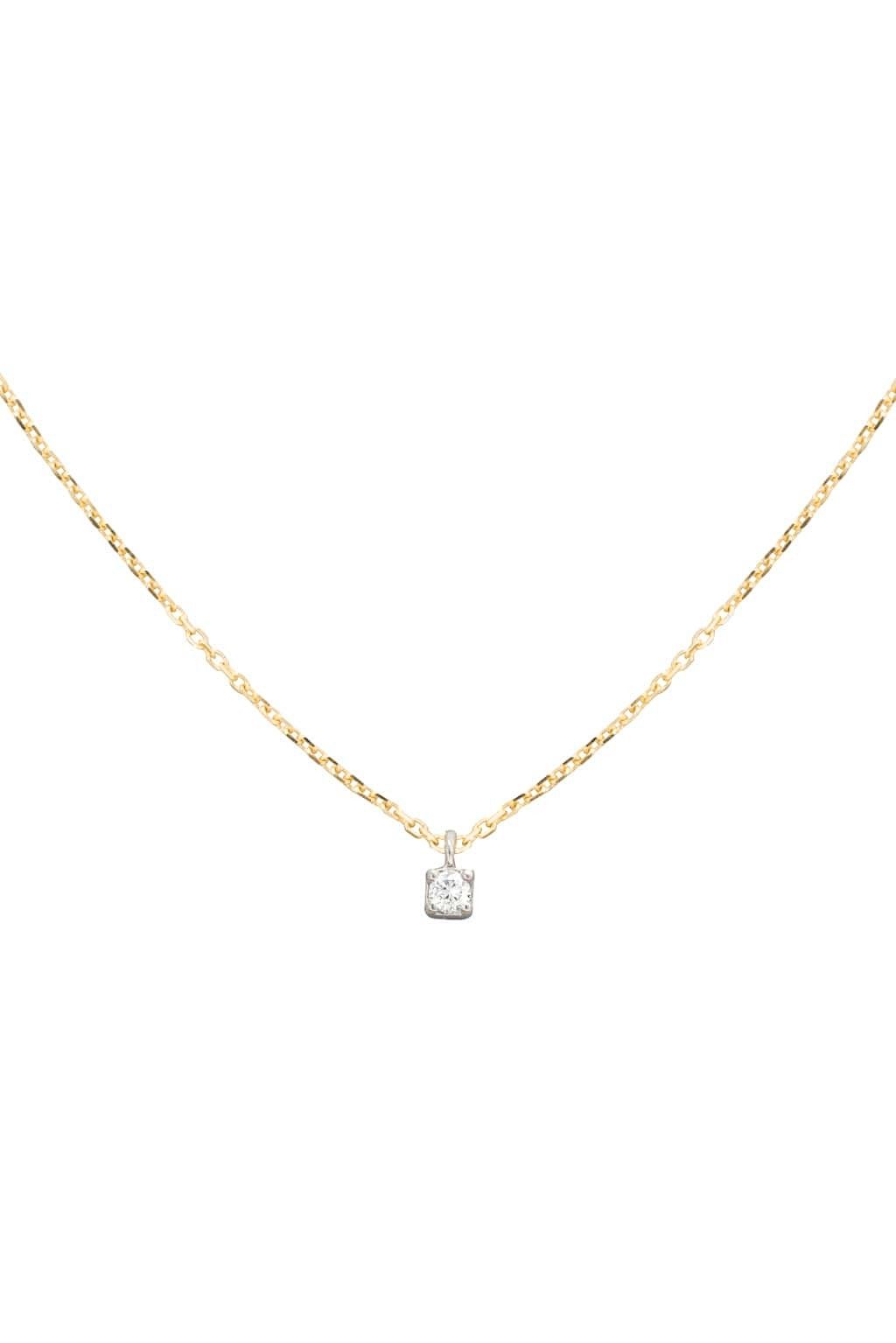 Small Minibox 18K Gold Necklace w. Diamond