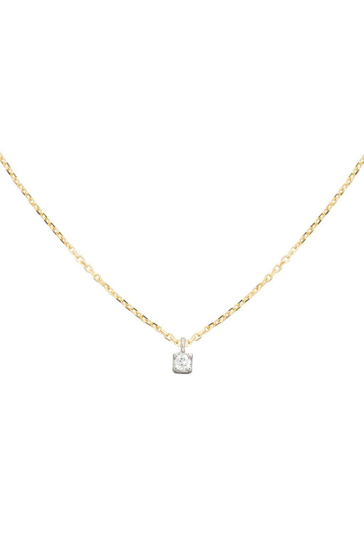 Small Minibox 18K Gold Necklace w. Diamond
