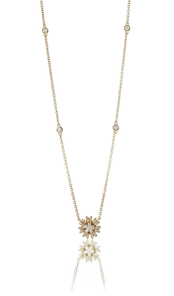 Flower Medium Halskette aus 18K Gold, Rosé- oder Weißgold I Diamanten