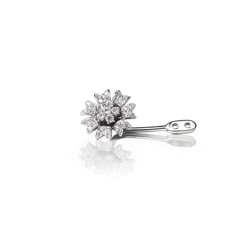 Medium Flower 18K Whitegold, Gold or Rosegold Earring-pendant w. Diamonds