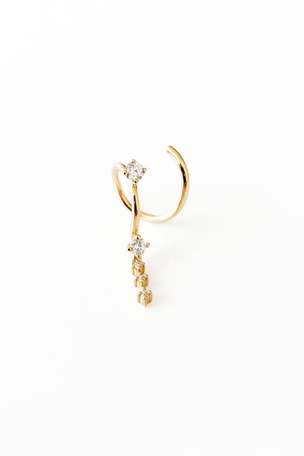 Snake Cascade 18K Gold Earring w. Diamonds