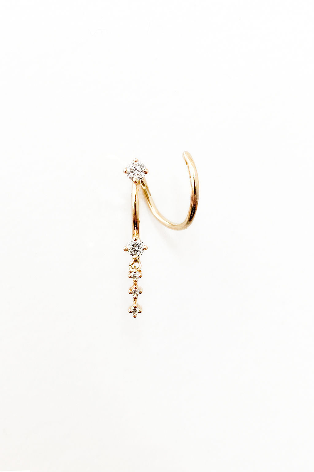 Snake Cascade 18K Gold Earring w. Diamonds