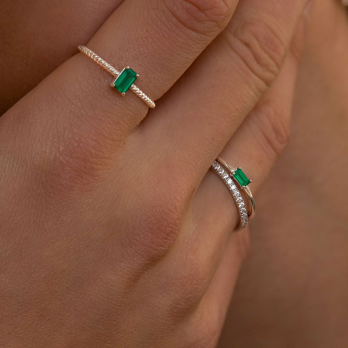 Twist Silver Ring w. Agate