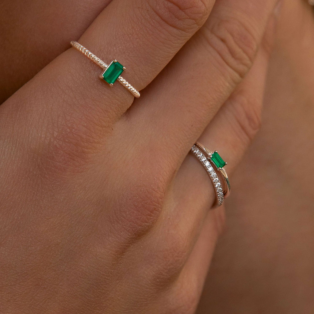 Twist Silver Ring w. Agate