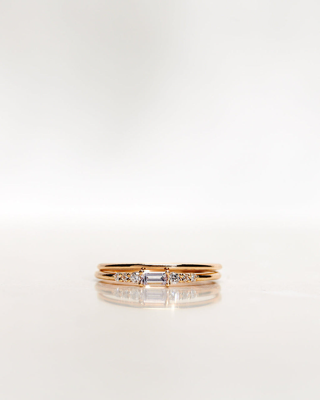 Mini Baguette Brilliant Cluster 18K Gold, Whitegold or Rosegold Ring w. Diamonds