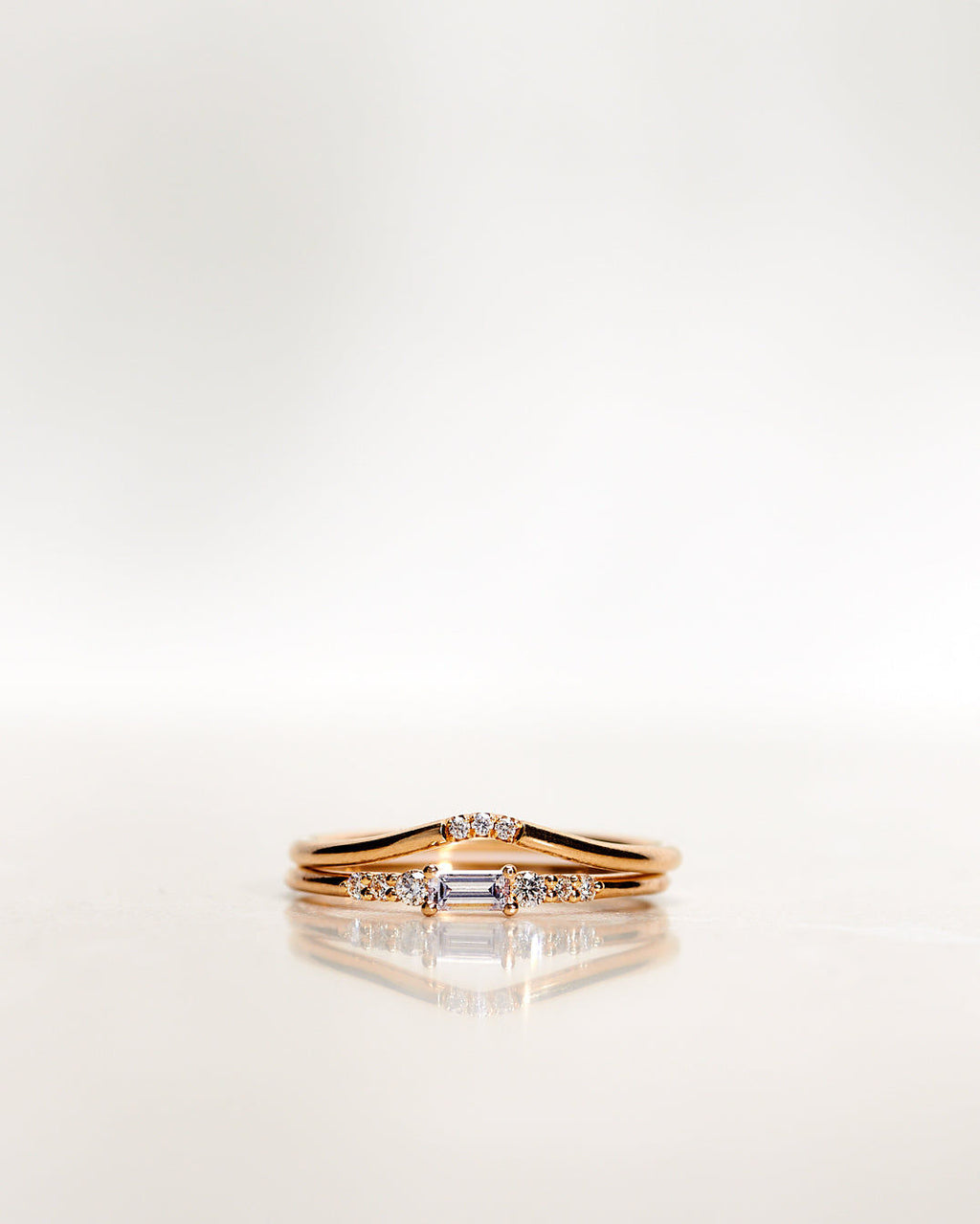 Mini Baguette Brilliant Cluster 18K Gold, Whitegold or Rosegold Ring w. Diamonds