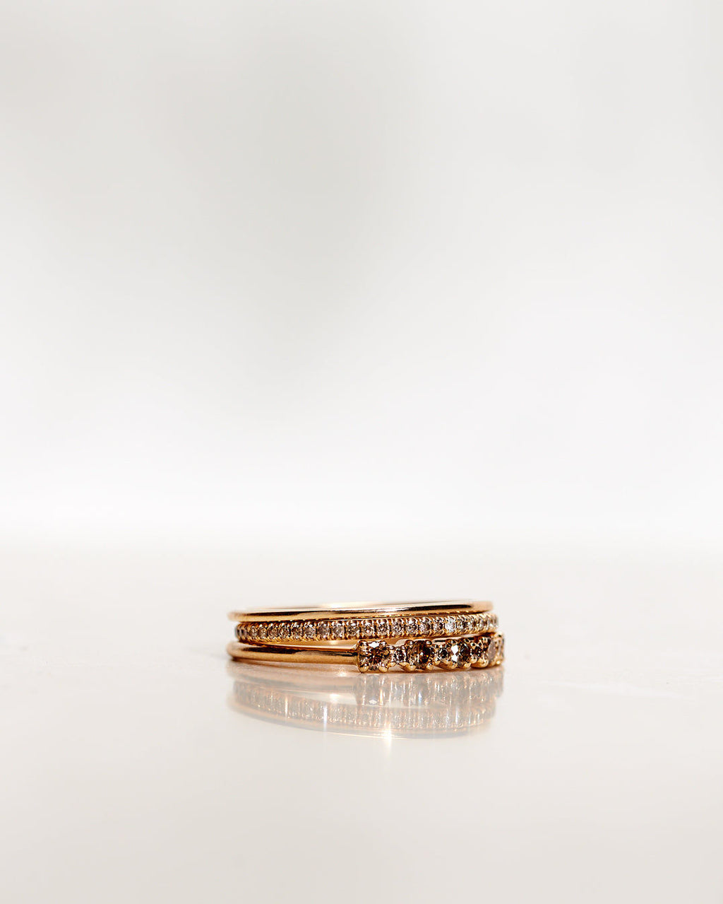 Mini Brigitte Chocolate 18K Gold, Whitegold or Rosegold Ring w. Diamonds
