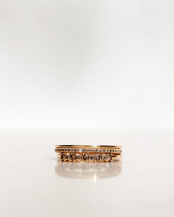 Mini Brigitte Chocolate 18K Gold, Whitegold or Rosegold Ring w. Diamonds