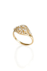 Sugar Signet 18K Gold Ring w. Diamonds
