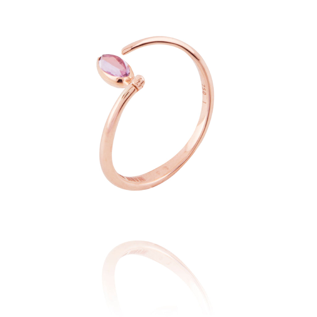 Swinging Spiral 18K Rosegold Ring w. Topaz & Amethyst