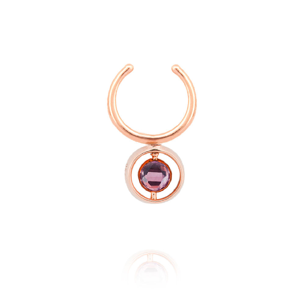 Swiveling 18K Rosegold Ear Cuff w. Diamonds, Topaz & Amethyst