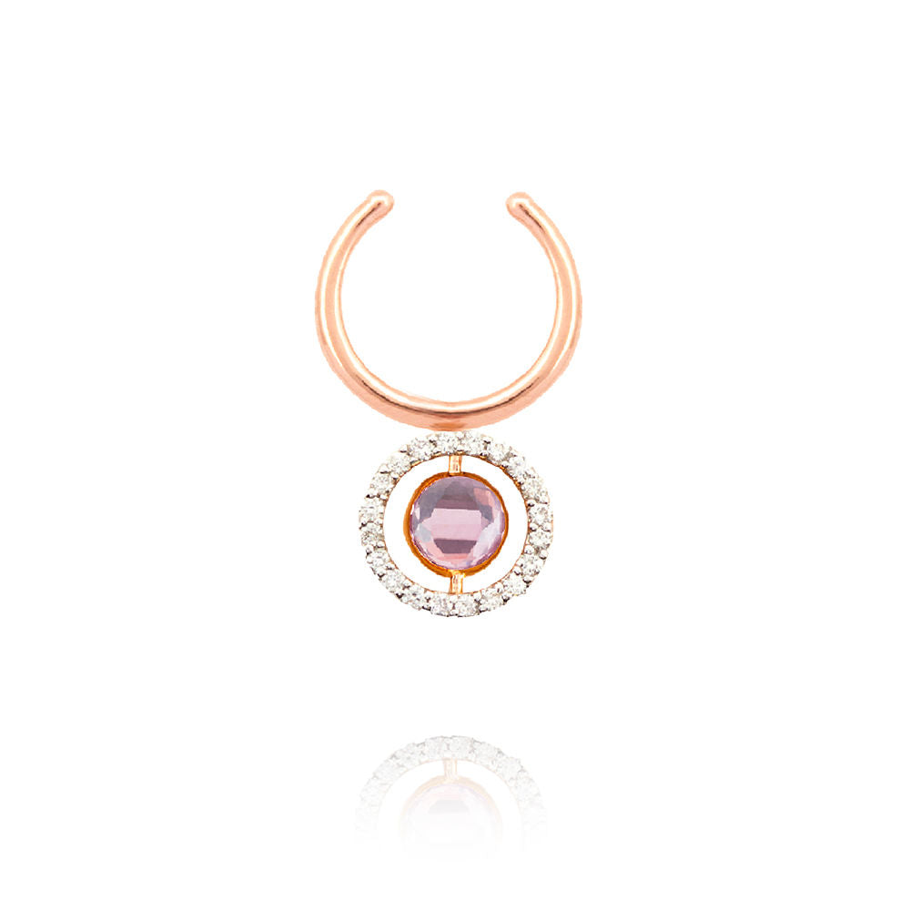 Swiveling 18K Rosegold Ear Cuff w. Diamonds, Topaz & Amethyst