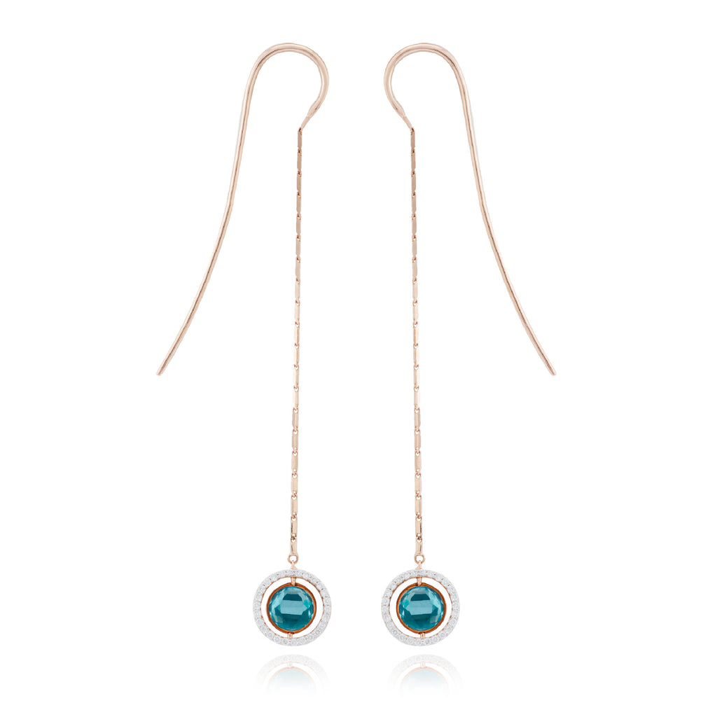 Swiveling lange Ohrringe aus 18K Gold I Diamanten, Topas und Amethyst