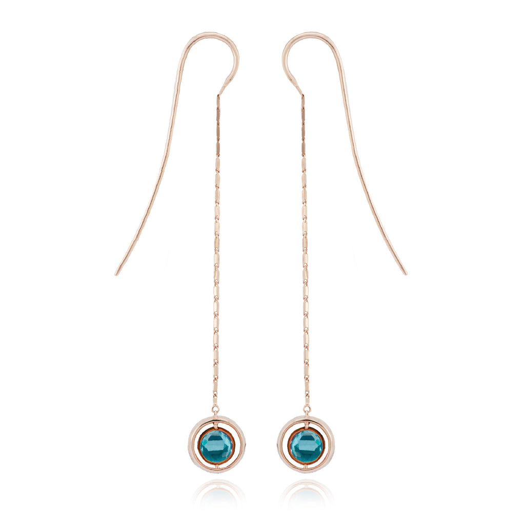 Swiveling lange Ohrringe aus 18K Gold I Diamanten, Topas und Amethyst