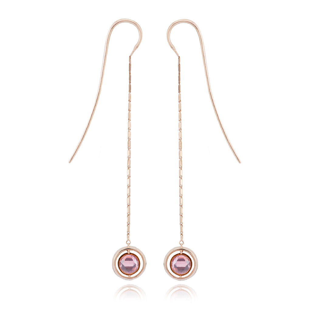 Swiveling lange Ohrringe aus 18K Gold I Diamanten, Topas und Amethyst