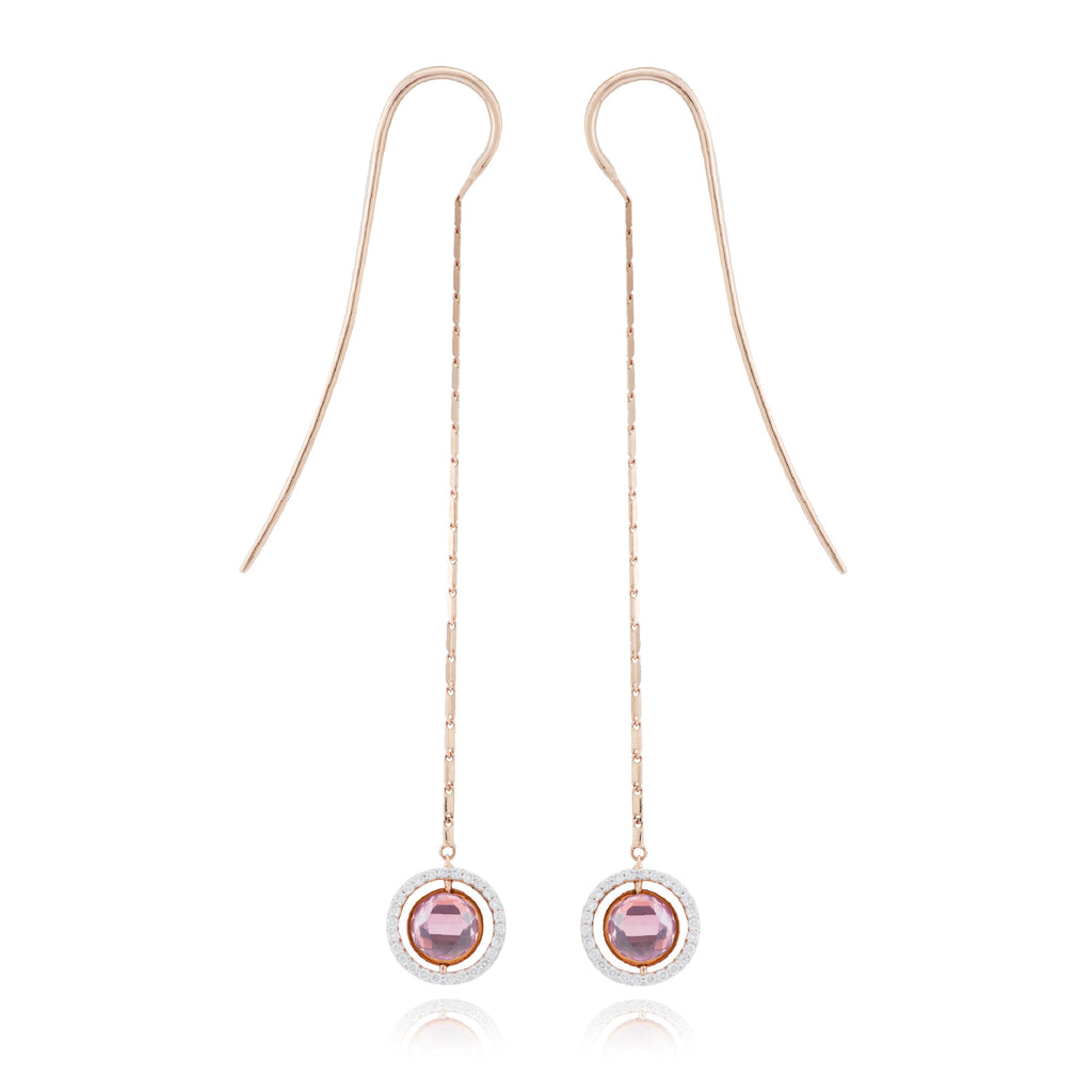 Swiveling lange Ohrringe aus 18K Gold I Diamanten, Topas und Amethyst