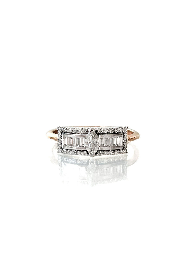 Second Wife Marquise Ring aus 18K Rosegold & Weißgold I Diamanten