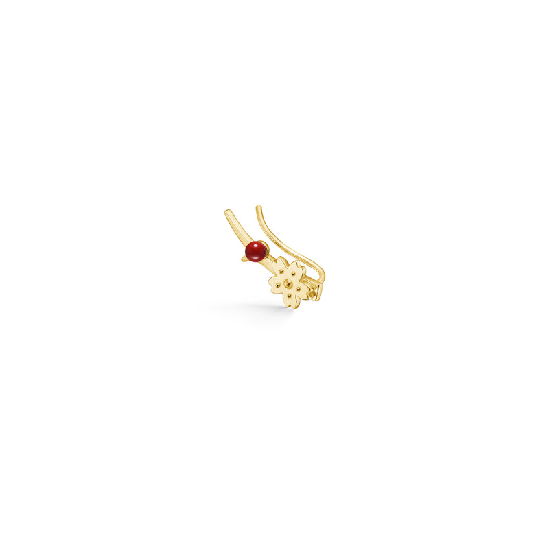 Sakura Earcrawler Earring Gold Plated, Red Coral