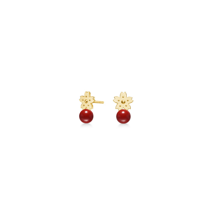 Sakura Gold Plated Studs w. Coral