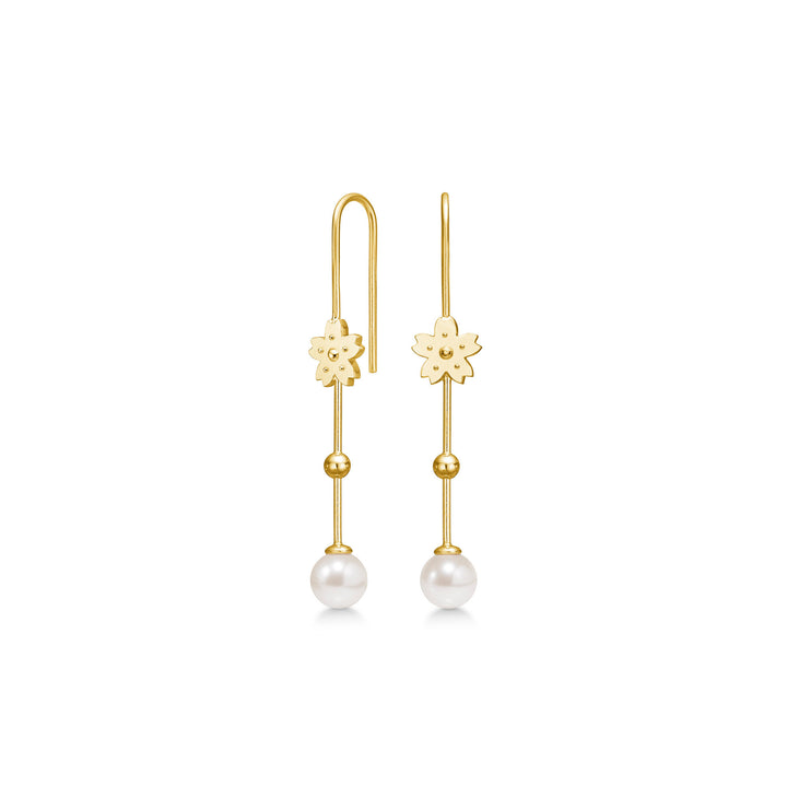 Sakura Gold Plated Earrings w. Pearl
