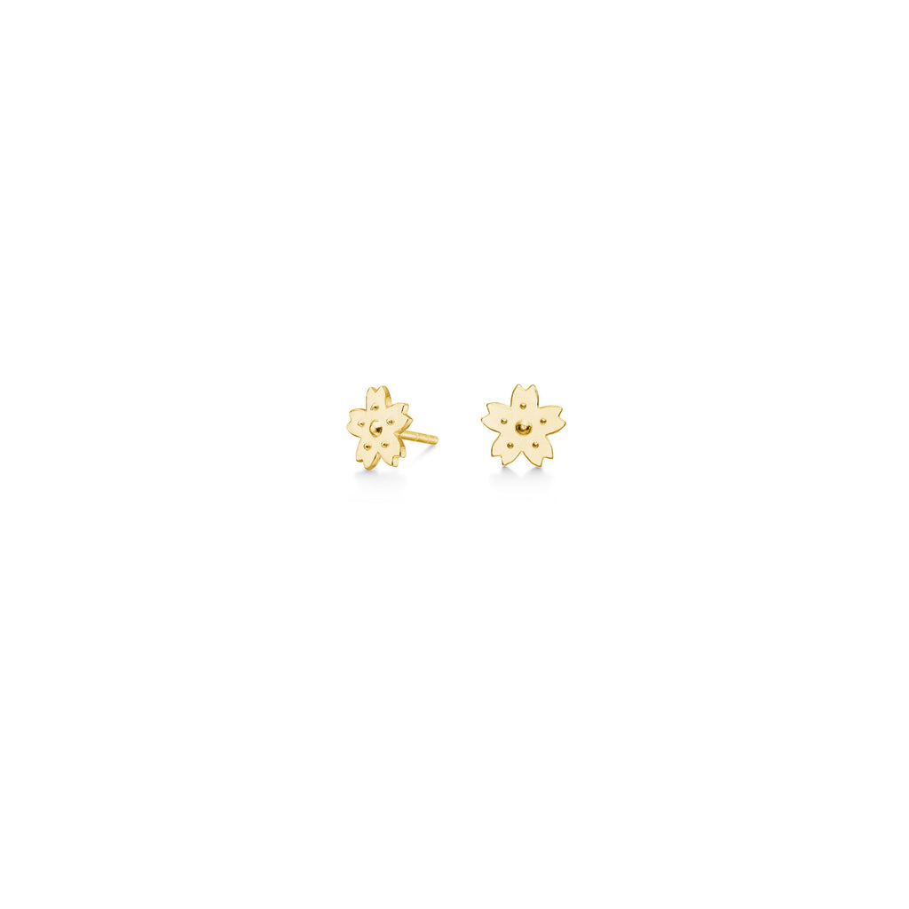 Sakura Backdrop Gold Plated Studs w. Pearl