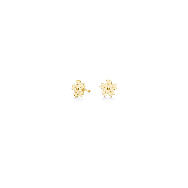 Sakura BackTropfen Ohrringe goldplattiert I Weiße Perlen