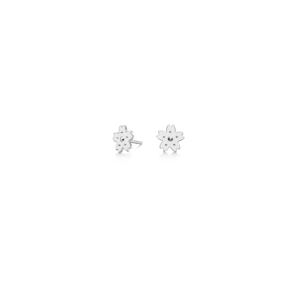 Sakura silberne Tropfen-Ohrringe I Weiße Perlen