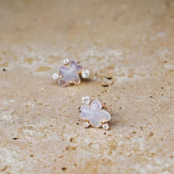 Cloud Collection 18K Gold, Rosegold or Whitegold Studs w. Diamonds & Quartz