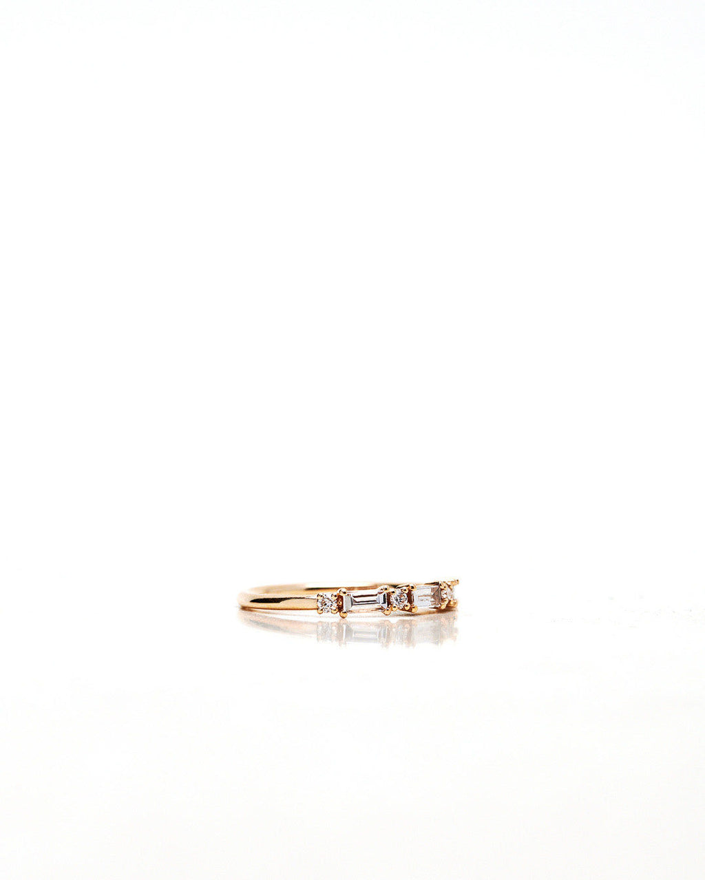 Sania Art Deco Baguette 18K Gold, Whitegold or Rosegold Ring w. Diamonds