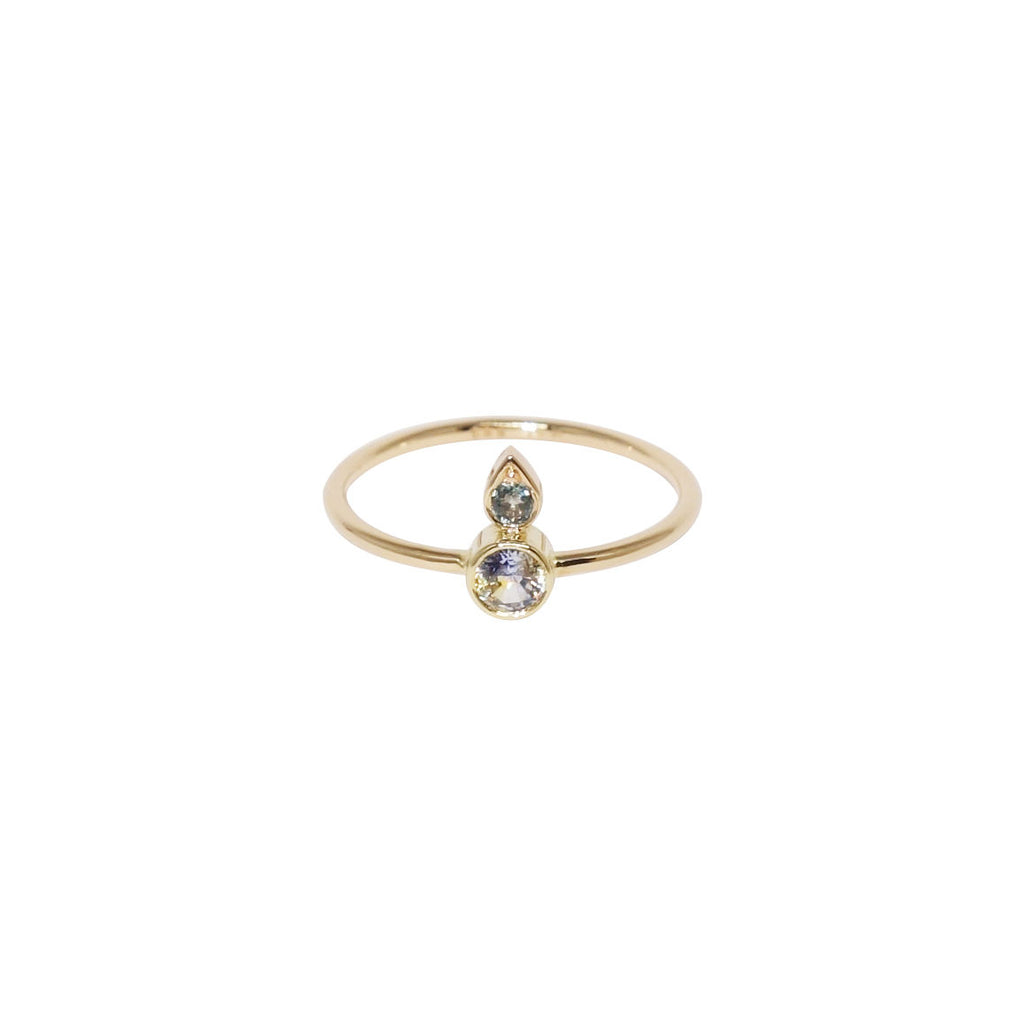 Tränen 14k goldener Ring w. Saphir