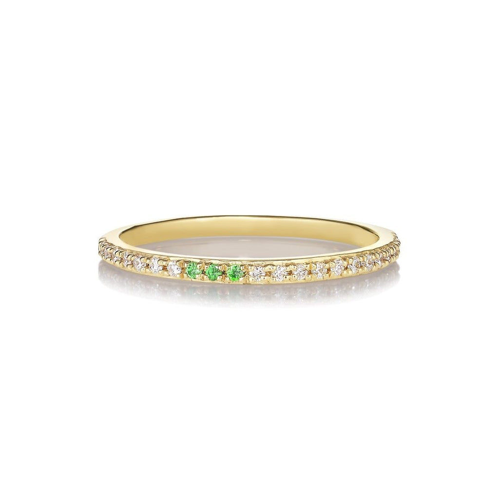 Sarah Lil Grün Goldring 14K I Diamanten & Tsavoriten