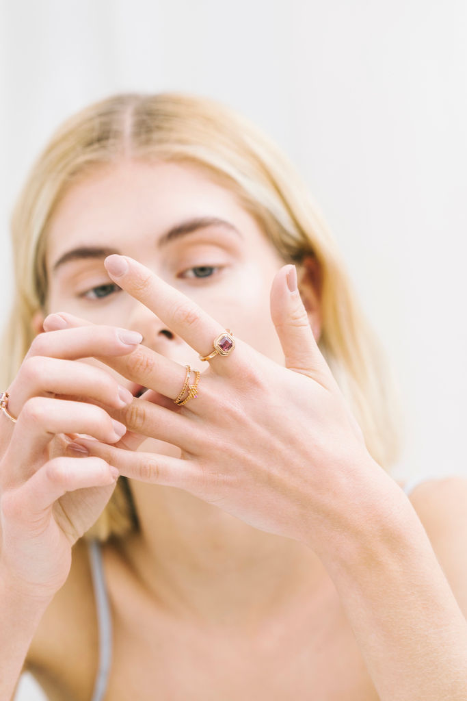 Sarah Lil Orange 14K Rosaguld Ring m. Safirer & Topas