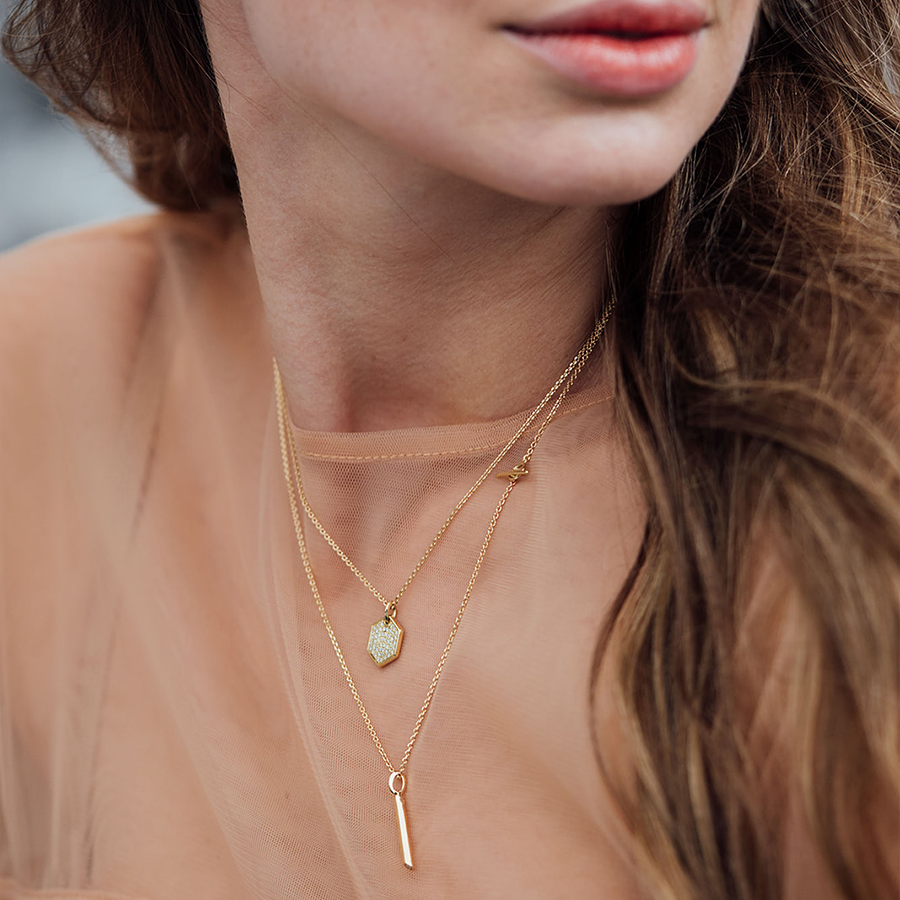 Sunbeam 18K Gold Pendant w. Lab-Grown Diamond