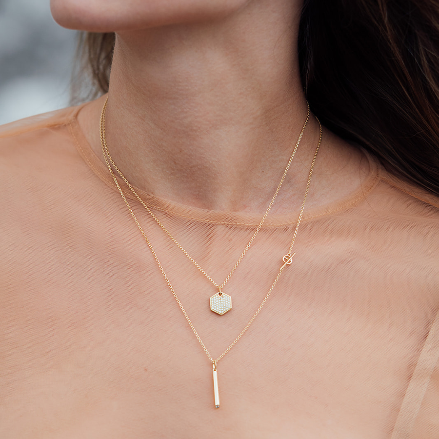 Sunray 18K Gold Pendant w. Lab-Grown Diamonds