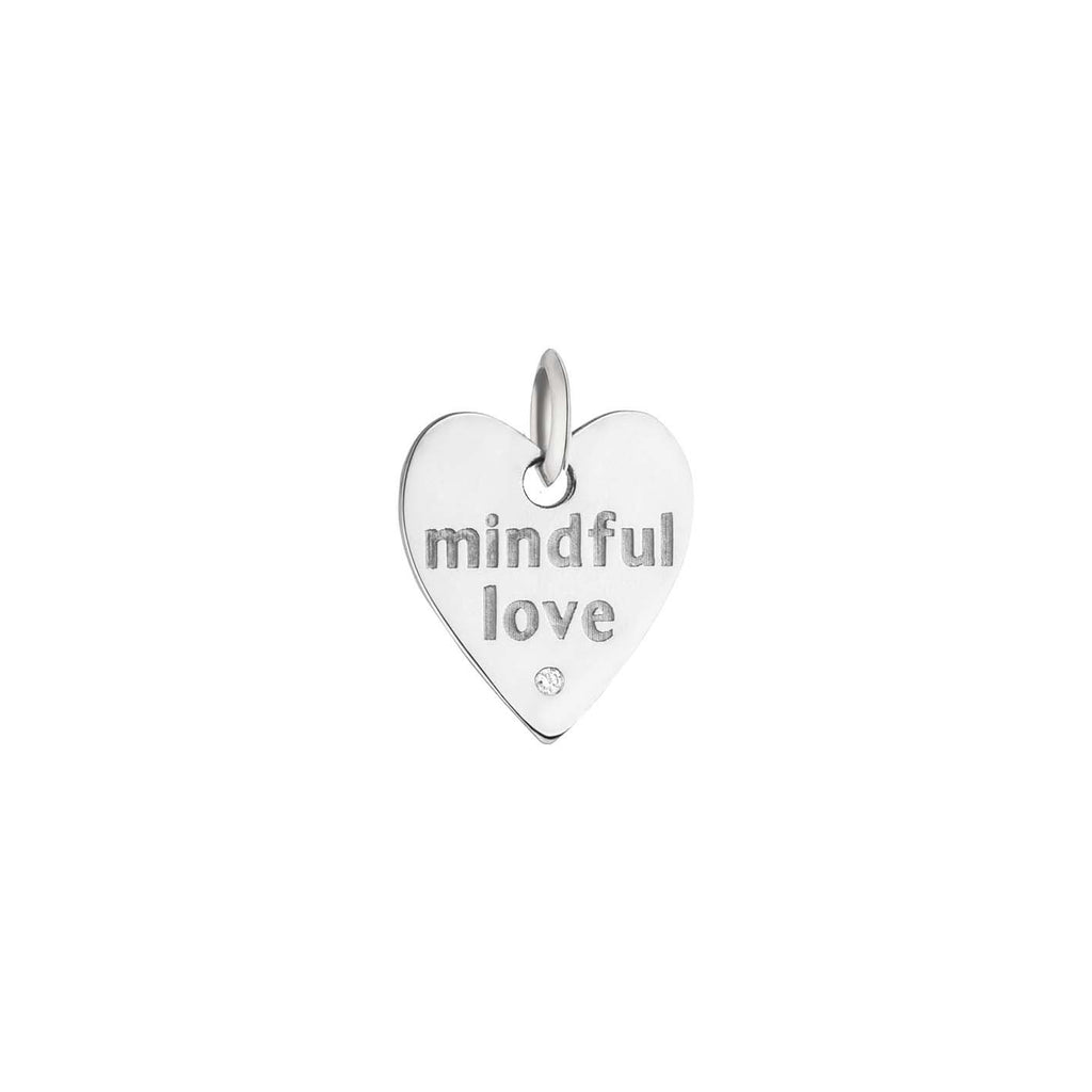 A Mindful love Heart 18K Gold or Whitegold Pendant w. Lab-Grown Diamond