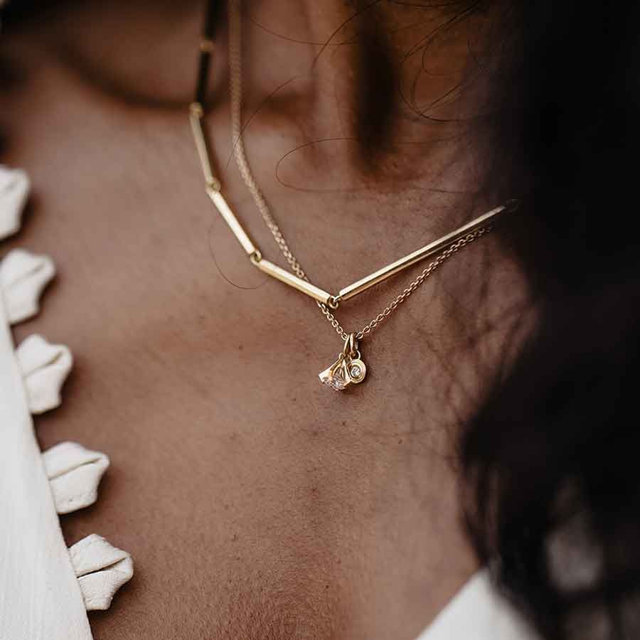 Drops of Memories 18K Gold Pendant w. Lab-Grown Diamond